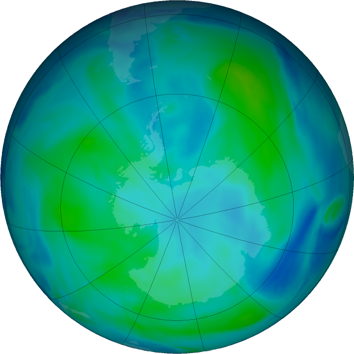 Antarctic ozone map for 27 February 2024